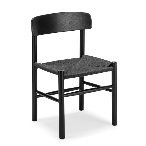 Isak Set of 2 Ashwood Woven Cord Dining Chair, Black