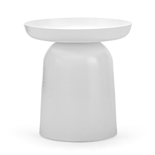 Sirkel Pedestal Round Side Table, Matte White