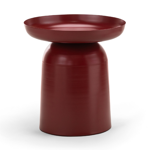 Sirkel Pedestal Round Side Table, Merlot Red