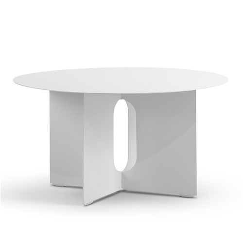 Kiyo Round Steel Coffee Table, Matte White