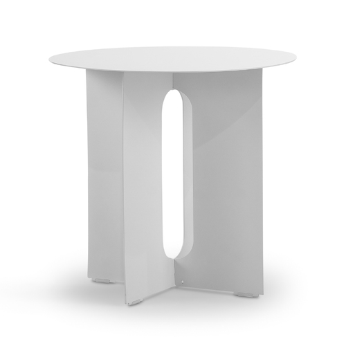 Kiyo Round Steel Side Table, Matte White