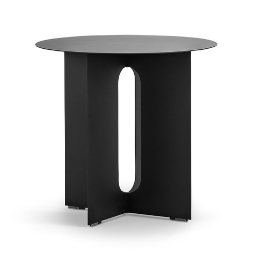 Kiyo Round Steel Side Table, Matte Black
