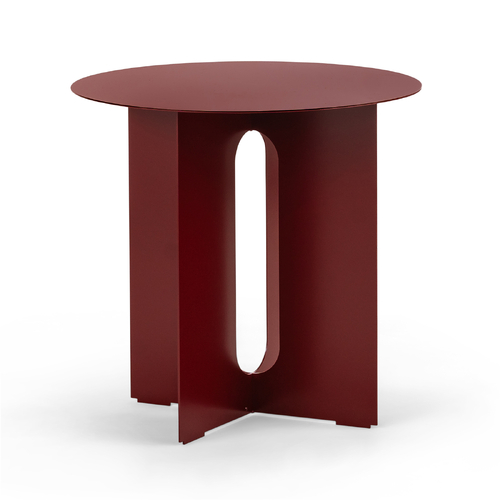 Kiyo Round Steel Side Table, Merlot Red