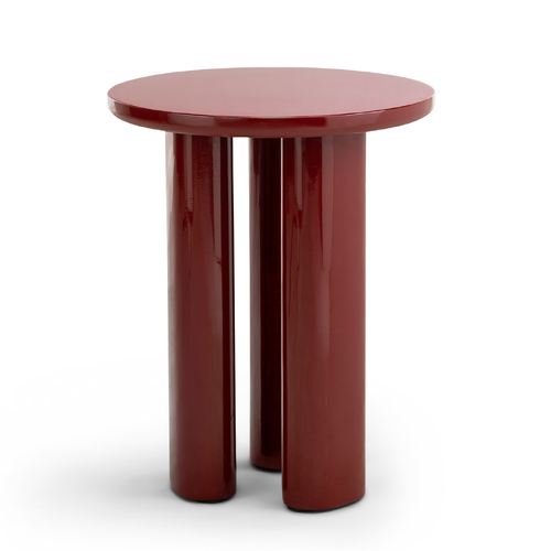 Eliette Round Side Table, Merlot Red