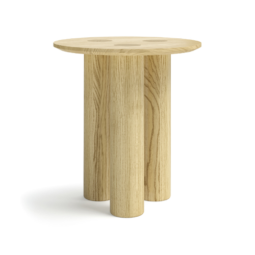 Pila Solid Oak Round Side Table, Natural