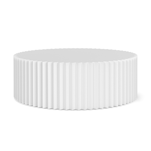 Kaei Round Ridged Fluted Coffee Table, White