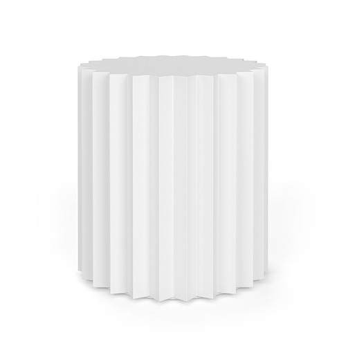 Kaei Round Fluted Side Table, White
