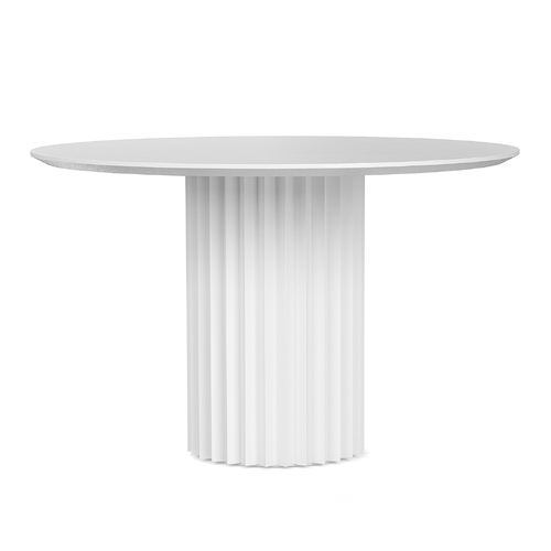 Kaei 120cm Round Fluted Dining Table, White