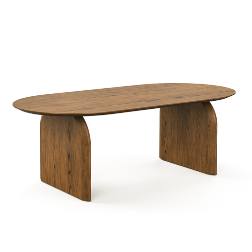 Arco 200cm Oval Dining Table, Brown Oak