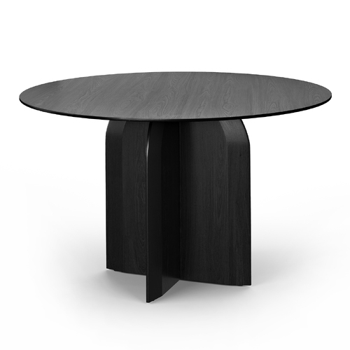 Arco Round Oak Dining Table, Black