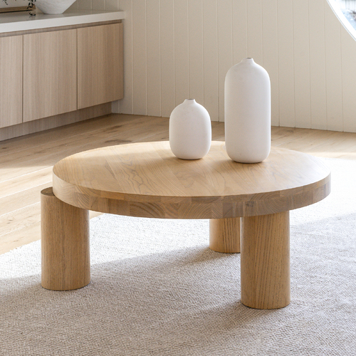 Nomad Solid Oak Round Coffee Table, Natural