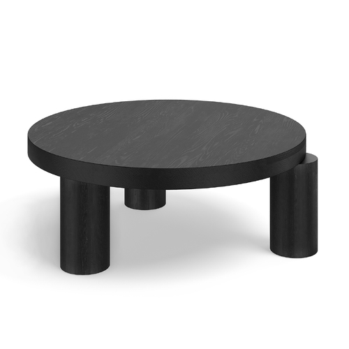 Nomad Solid Oak Round Coffee Table, Black