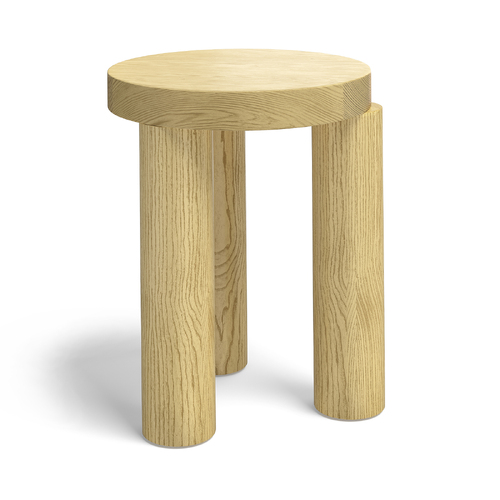 Nomad Round Solid Oak Table Stool, Natural