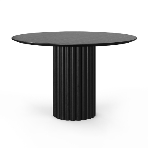 Kara Round Oak Dining Table, Black