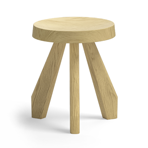 Bel Round Solid Oak Table Stool, Natural