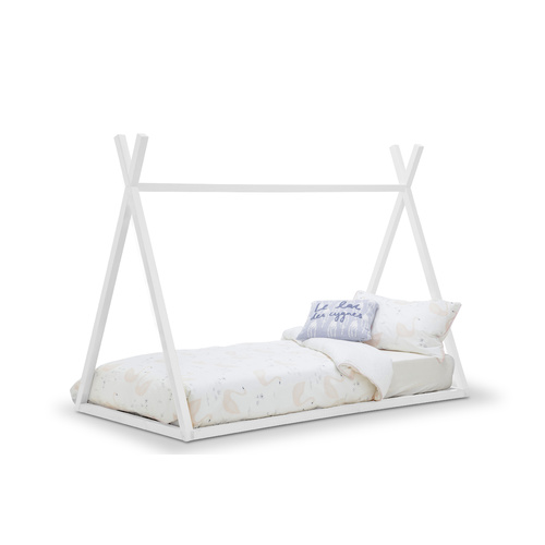 Teepee Kids Single Bed Frame, All White