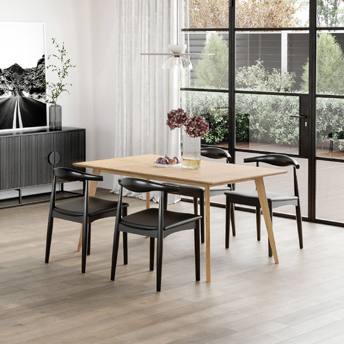 Bruno 5 Piece Dining Set with Elba Black Oak Chairs