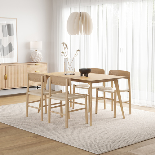 Bruno 5 Piece Dining Set with Isak Natural Oak Chairs