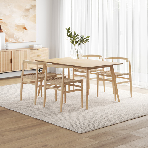 Bruno 5 Piece Dining Set with Oskar Natural Oak Chairs