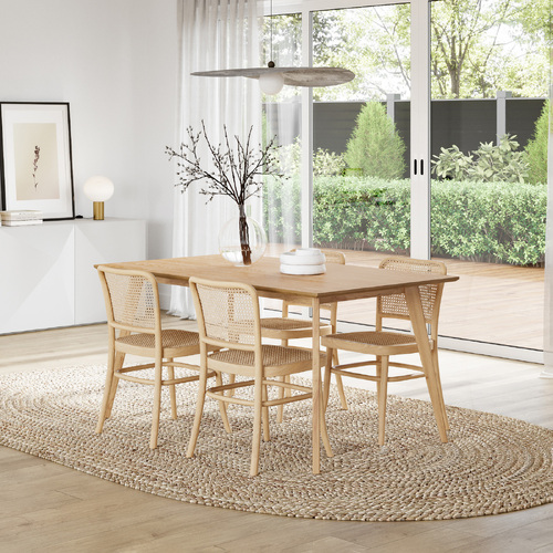 Bruno 5 Piece Dining Set with Prague Natural Rattan Chairs