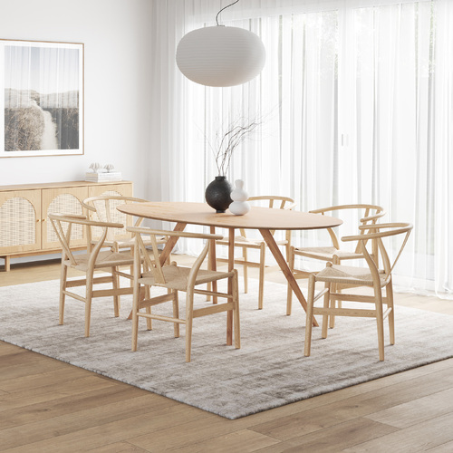 Carol 7 Piece Dining Set with Arche Oak Wishbone Chairs