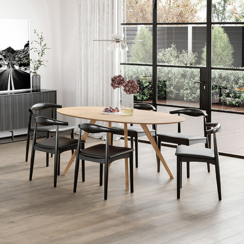 Carol 7 Piece Dining Set with Elba Black Oak Chairs