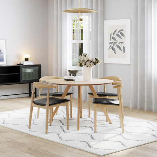 Milari 5 Piece Dining Set with Elba Natural Oak Chairs
