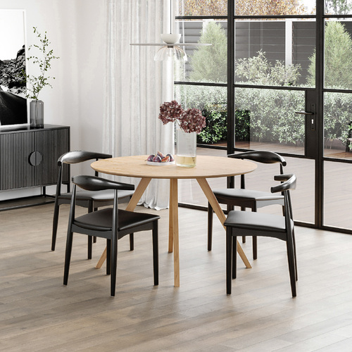 Milari 5 Piece Dining Set with Elba Black Oak Chairs