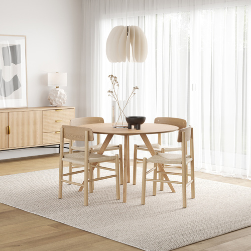 Milari 5 Piece Dining Set with Isak Natural Oak Chairs