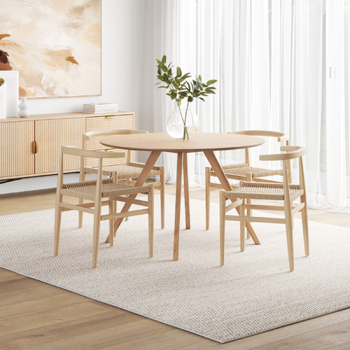 Milari 5 Piece Dining Set with Oskar Natural Oak Chairs