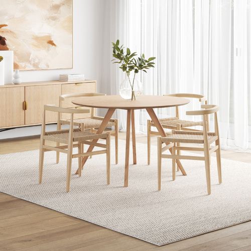 Milari 5 Piece Dining Set with Oskar Natural Oak Chairs
