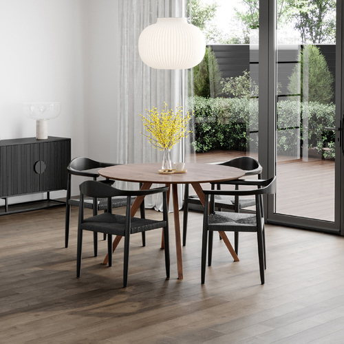 Milari 5 Piece Walnut Dining Set with Koen Black Oak Chairs