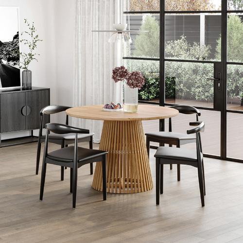 Pedie 5 Piece Dining Set with Elba Black Oak Chairs