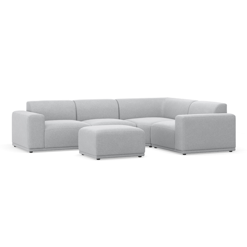 Bailey Corner Modular Set with Ottoman, Cloud Grey