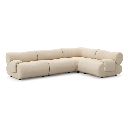 Cavo 4 Seater Corner Modular Sofa, Ecru Micro-Bouclé