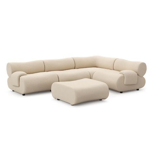Cavo 4 Seater Corner Modular Sofa Set, Ecru Micro-Bouclé