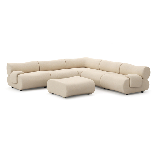 Cavo 5 Seater Corner Modular Sofa Set, Ecru Micro-Bouclé